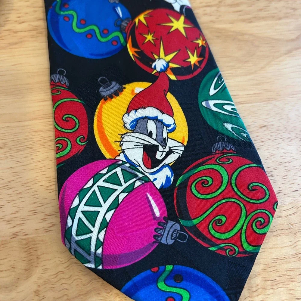 Looney Tunes Christmas‎ Ornament neck tie vintage 1995 ornaments 100% silk